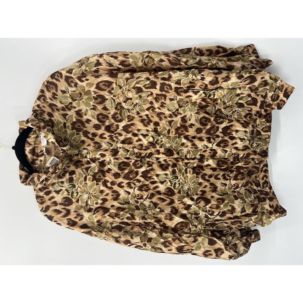 Casual Corner Woman & Co. 2X Floral Leopard Print Satin Jacket Lightweight‎